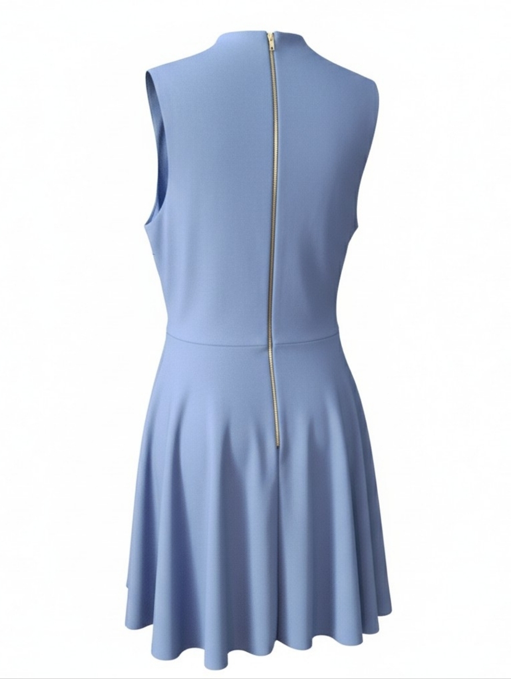 Lulu's Classic Sleeveless Fit & Flare Dress in Light Blue With Contrast Zip Back - Picture 2 of 3